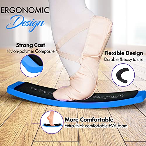 Turning Board for Dancers, Cheerleaders, Gymnasts, Ice Skaters | Improve Turns, Balance & Stability — Ballet Pirouette Trainer, Figure Skating & Gymnastics Practice Board - color: Blue with Bag
