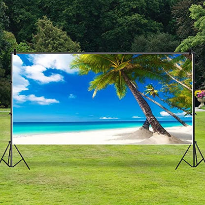 15x8ft Sea Beach Photography Background Hawaiian Luau Seaside Palmtree Backdrop Vacation Trip Blue Sky Summer Holiday Boy Girl Lovers Adult Portrait Wedding Photo Studio Props Vinyl Wallpaper - size: 15x8ft