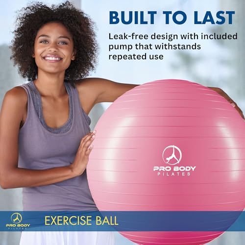 ProBody Pilates Yoga Ball - Gym Grade Exercise Ball - color: Pink, size: L: 23-26 inches/58-65 cm