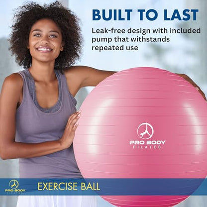ProBody Pilates Yoga Ball - Gym Grade Exercise Ball - color: Pink, size: L: 23-26 inches/58-65 cm