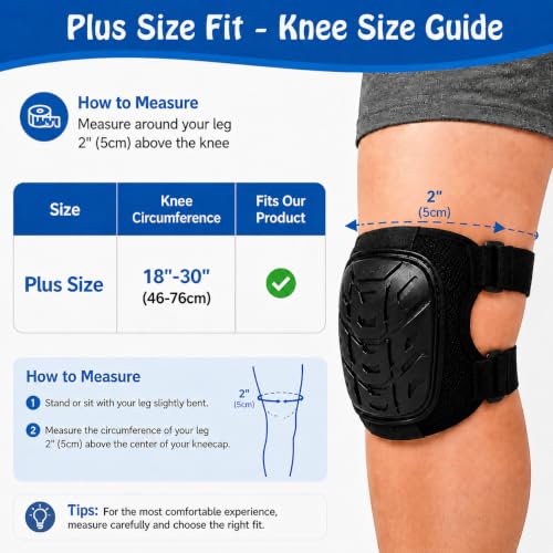 King Mills Plus Size Knee Pads with Hardshell Protection for Work, Black | Extra Large, Cleaning Floors and Tile Work, Carpenter Knee Pads, Heavy Duty Comfortable Anti-slip Foam, Floors and Gardening