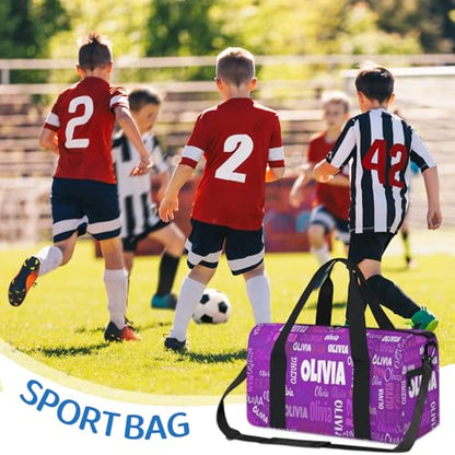 Personalized Teens Dark Purple Sport Duffle Gymnastics Carry On Bag - color: Dark Purple