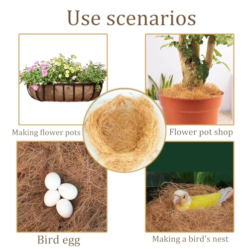 Long Coconut Husk Fiber Mulch Silk for Orchids Clean Coconut Shell Moss Covering 0.22 Pounds - size: 100 grams/0.22 pounds