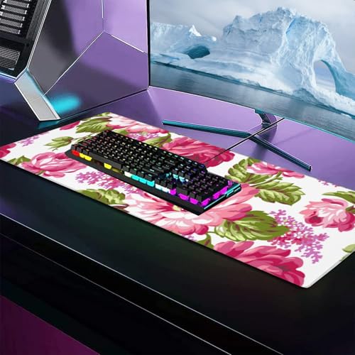 Dragonfly Large Gaming Desk Mat,Rubber Non-Slip Cute Watercolor-Inspired Mouse Pad,31.5x11.8x0.12in Extended Nature Mousepad,Game Lover Mice Pads Gifts,Office Home Deskmat Decor