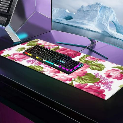 Dragonfly Large Gaming Desk Mat,Rubber Non-Slip Cute Watercolor-Inspired Mouse Pad,31.5x11.8x0.12in Extended Nature Mousepad,Game Lover Mice Pads Gifts,Office Home Deskmat Decor