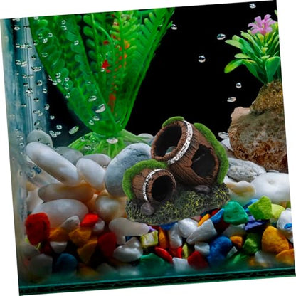 Fish Tank Decorations Small Resin Barrel Aquarium Ornaments Underwater Hideout for Betta Fish Turtle Tank Stump Easy to Clean Landscape Accessory