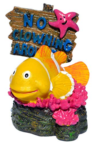 Supa No Fishing Sign, Clown Fish Aquarium/Fish Tank Ornament | Realistic Detail | Approx. 7.5cm(L) x 6.5cm(W) x 8cm(H)
