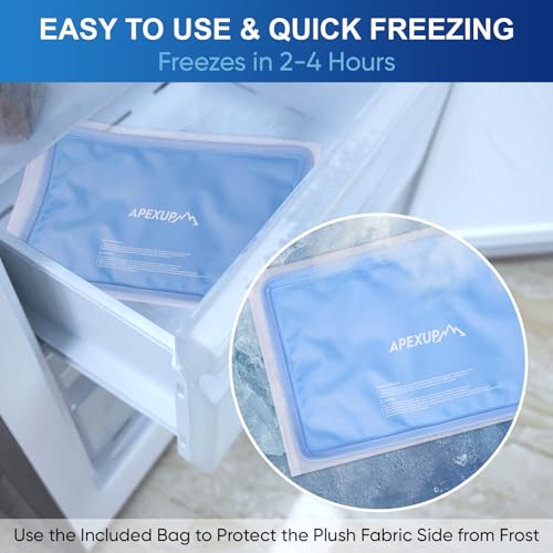 APEXUP Gel Ice Packs for Injuries Reusable, Flexible Double Sided Cold Packs for Injuries, Ice Pack for Knee, Shoulder, Back, Hip, Leg, Arm (Blue, 11.5"x7.5", 1PK) - size: M-1PK (11.5"x7.5"), style: Blue
