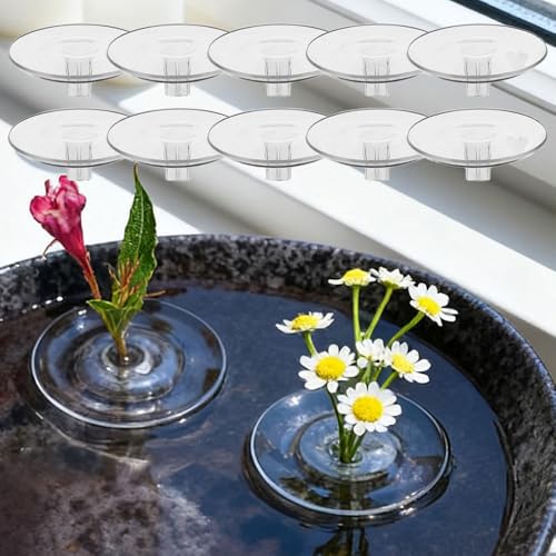 10Pcs Clear hydroponic Plants Floating Floral Holder Simple Creative Flower Bowl Stem Holder Plant Display Home Decoration (Small,5 * 2cm) - color: Small,5*2cm