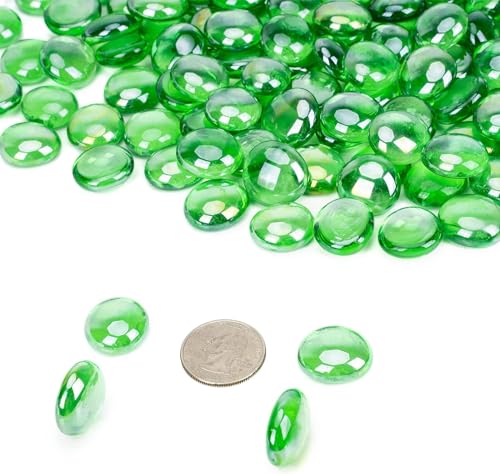 OnlyFire Fire Pit Glass Rocks 10 lbs, High Luster Fire Glass Beads 1/2 Inch, Tempered Glass Marbles for Propane/Natural Gas Fire Pit, Fireplace, Multicolor & Blends Available - color: Emerald Green