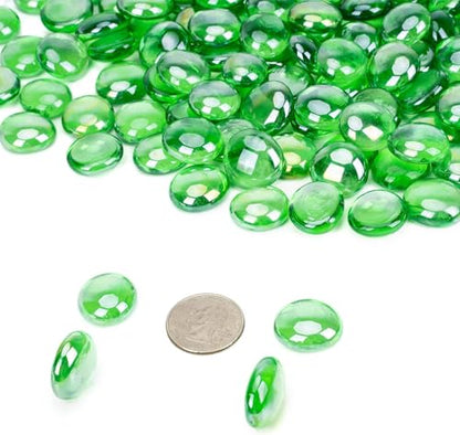 OnlyFire Fire Pit Glass Rocks 10 lbs, High Luster Fire Glass Beads 1/2 Inch, Tempered Glass Marbles for Propane/Natural Gas Fire Pit, Fireplace, Multicolor & Blends Available - color: Emerald Green