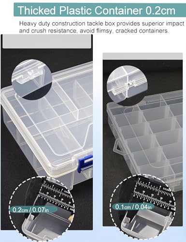 Tackle Box Organizer Snackle Box Container - Double Layer Thickened PP Small Snack Tackle Boxes Plastic Organizer Box with Dividers, Heavy Duty Arts Crafts Clear Organizers