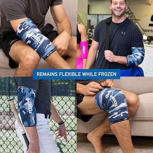 FreezeSleeve Ice & Heat Therapy Sleeve- Reusable, Flexible Gel Hot/Cold Pack, 360 Coverage for Knee, Elbow, Ankle, Wrist- Blue Camo, Small/Medium - color: Blue Camo, size: Small/Medium (Pack of 1)