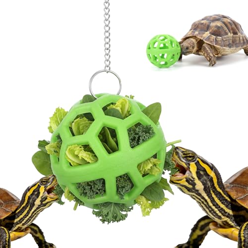 Turtle Toys for Aquatic Turtles, Tortoise Treat Foraging Toy Hanging Feeder Ball for Aquatic Turtle Tank Habitat Accessories
