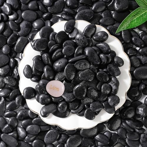 SIDONG 5 LB Black River Rocks, 0.3-0.5 Inches High Polished Pebbles for Indoor Plants, Aquarium Rocks Used in Fish Tank, Decorative Stones for Plants, Vases, Home Décor, Crafting, Garden Landscaping - color: Black, size: 5 Pounds