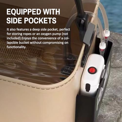 HUIOP 14L Collapsible Fishing Bucket Portable Fish Bucket Multifunctional EVA Water Containers with Mesh Lid, Handle and Rope for Outdoor Camping Hiking Fishing Car Washing - size: 14L