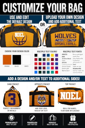 Personalized Basketball Duffel Bag with Shoe Compartment, Custom Basketball Bag with Name and Number, Basketball Travel Bag for Players, Team Sports Gear Bag - color: Gold, style: Basketball