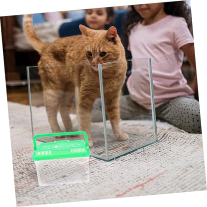 BESTonZON Portable Handheld Aquarium for Betta Fish and Turtles Clear Transport Box for Small Aquatic Pets Sturdy Material Easy Pet Travel and Observation
