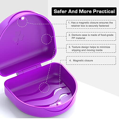 BVN Retainer Case, Magnetic Aligner Case for Braces and Mouth Guards - color: Purple