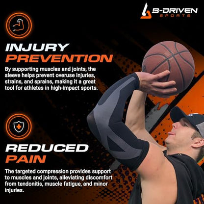 B-Driven Sports Medical Compression Arm Sleeves 20-30 mmHg Athletic Pair - color: White, size: Medium