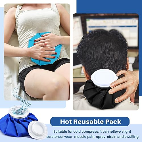 Honoson 4 Pack Reusable Ice Bags Hot Cold Bag Leakproof,Classic Pure Style | Reusable Ice Pack, Ice Bags Hot Water Bag,Screw Cap No-Leak Elastic Breathable for Sports & Home Use,Wide Opening Easy Fill - style: Classic Pure Style