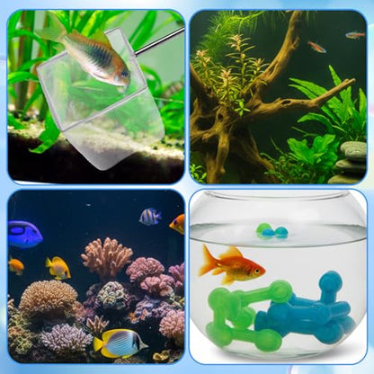 2 Pcs Small Fish Tank Shrimp Net, Stainless Steel Extendable Handle Aquarium Net, Fine Nylon Mesh, Square Debris Skimming Nets for Pond and Aquarium