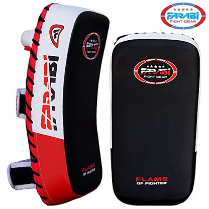 Farabi Thai Pads Kickboxing Muay Thai Training Strike Pads - color: White/Red, size: Pair