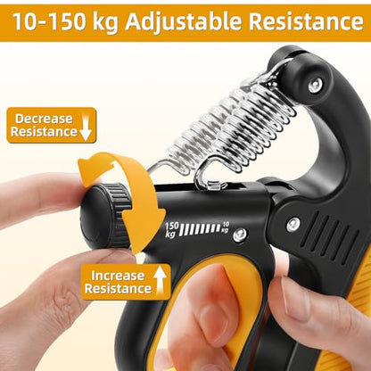 Grip Strength Trainer Adjustable 22-330 lbs with Electronic Counter, Hand Gripper Strengthener, Heavy Duty Forearm Strengthener, Wrist & Finger Exerciser for Grip Strength Training, Orange