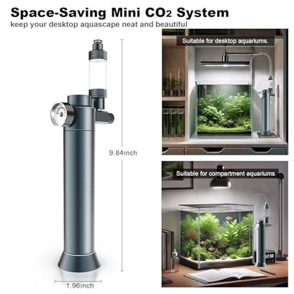 FZONE Desktop Aquarium CO2 System, CO2 Regulator with 45g Disposable CO2 Cartridge, Compatible with 5/8" and 3/8" Threaded Interfaces, Perfect for Nano Aquariums