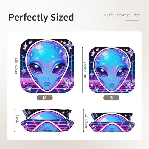 Small Alien Fish Leather Storage Tray - Double Sided PVC Tray Organizer for Keys, Jewelry, Desk & Vanity with Snap Closure - size: Small