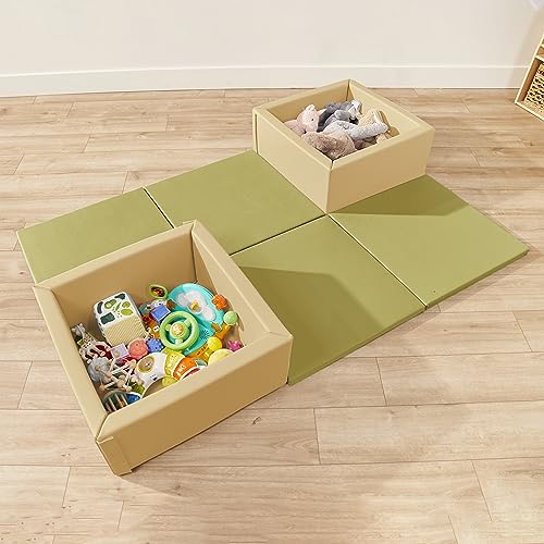 ECR4Kids SoftZone Play Patch Activity Mat Squares, Modular Playmat, Fern Green, 4-Pack - color: Fern Green