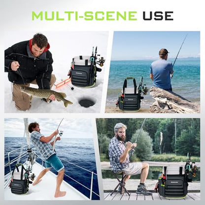Fishing Bucket Organizer for 5 Gallon Bucket Accessories, Fishing Tackle Bag with Adjustable Buckle, Fishing Rod Bag with 15 Multi-Pockets for Fishing Gear and Equipment (Dark Gray)