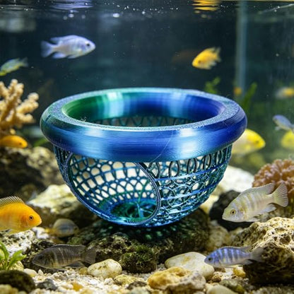 3D Printed Betta Fish Hammock, Floating Betta Hide & Shrimp Cave, Feeding Ring & Resting Spot for Betta Fishes, Fish Hideout for Aquarium - color: Gold Silver