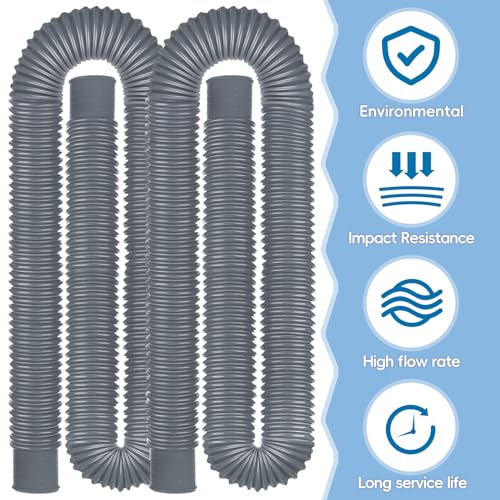 Replacement Pool Hoses for Above Ground Pools, 1.25" ID x 59" L, 4 Pack with 4 Hose Holders and 8 Metal Clamps (Grey) - color: Grey(2), size: 4 Pcs
