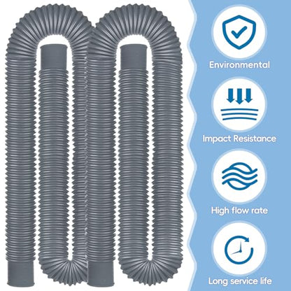 Replacement Pool Hoses for Above Ground Pools, 1.25" ID x 59" L, 4 Pack with 4 Hose Holders and 8 Metal Clamps (Grey) - color: Grey(2), size: 4 Pcs