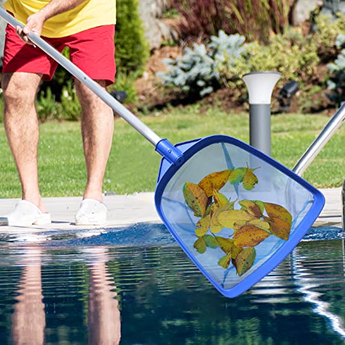 Swimming Pool Leaf Skimmer Net, with 5 Sections Telescopic Aluminum Pole & Nylon Medium Fine Mesh Pool Net, Pool Cleaning Tool for Removing Leaves & Debris - size: Pool Skimmer with Pole