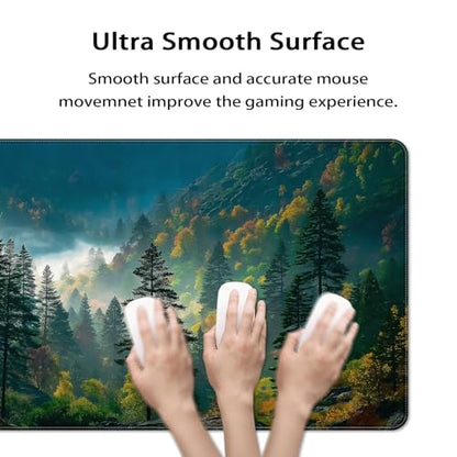 35.4 x 15.7 in, XXL Large Mouse Pad for Desk, Extended Keyboard Mouse Mat for Computer Office, Big Mouse pad with Stitched Edges, Gaming Pc-Mountains and Woods - color: Mountains and Woods