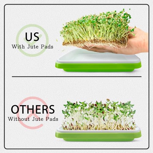 Microgreens Growing Trays with Lids and Coconut Fiber Mat,Seed Sprouter Tray with Drain Holes,Seed Starter Tray Reusable,Microgreens Growing Trays,Cat Grass Growing Kit for Indoor Cats (Pack 5) - color: Pack 5