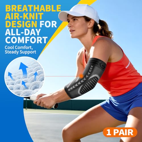 CAMBIVO 2 Pack Elbow Brace Compression Sleeve for Tendonitis & Tennis Elbow - color: Grey, size: Small
