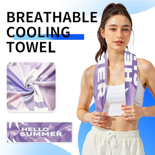 Cooling Sports Towel 39"X11.8" Cold Feeling Towel for Gym Fitness Running Yoga Pilates Soft Quick Dry Breathable Lightweight Camping Towel Summer Hiking Climbing Workout Essentials(Purple) - color: Purple