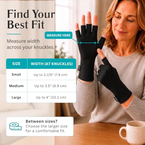Vive Arthritis Gloves - Men, Women Rheumatoid Compression Hand Glove - color: Black, size: Small
