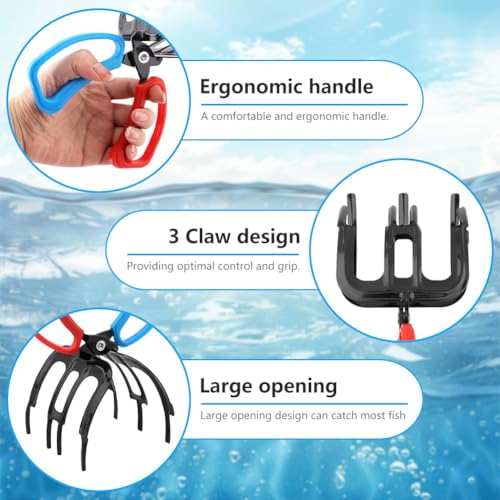 3 Claw Fish Gripper, Metal Fishing Pliers Gripper, Non-Slip Fish Grabber Tool, Multifunctional Fish Grips Clamp for Catch and Release, Lightweight Fishing Accessories - color: 3 Claw