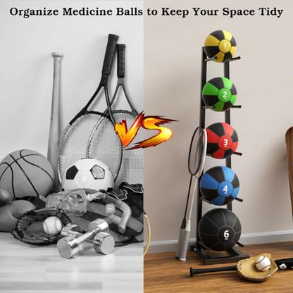 AQQHSAIN Medicine Ball Rack Adjustable Ball Tree 5-Layer Storage Exercise Holder for Strength Training