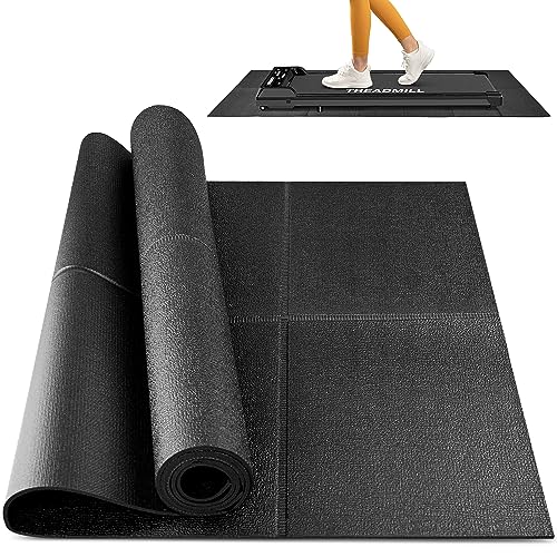 Foldable Rubber Treadmill Mat - Exercise Bike Mat with Waterproof | Non-Slip, Shock Absorption, Exercise Equipment Mat, Protect Floor, for Home Gym Workout, for Bike/Elliptical, Mat for Carpet - size: 68"L x 24"W x 0.2"Th