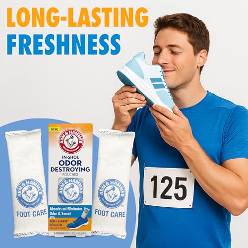 Arm & Hammer In-Shoe Odor Control Pouches, Moisture Absorbing, 4 Count