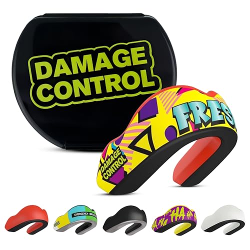 DAMAGE CONTROL Extreme Impact Sports Mouth Guard w/Case – Fresh | Adult – Boil & Bite Fit, Shock-Absorbing Pads, Ventilated Case – MMA, Boxing, Hockey, Football, Rugby, Lacrosse & BJJ - color: Fresh, size: Adult