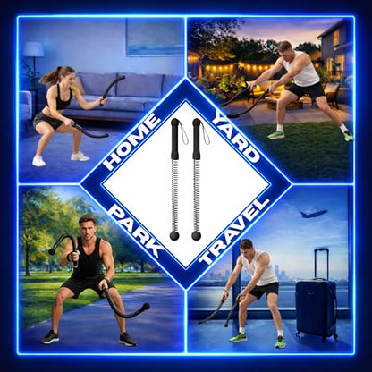 Cordless Battle Ropes (2 PCS) – Portable Weighted Ropeless Battle Rope Sticks with Hand Gloves for HIIT Workout, Home Gym Strength & Cardio Training (Pink)