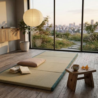 MustMat Tatami Mat Twin Foldable Floor Bed 35.4"x78.7"x1.2" | Tatami Futon Mattress, Japanese Floor Mattress, Rush Grass - size: 1 piece
