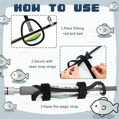 Outus 15 Pack Fishing Lure Wrap for Rod Clear PVC Lure Covers Keeps Hook Cover in 3 Sizes to Keep Hook Safe Bait Storage, Anti-Puncture Fishing Gear Organizer, 5 Large, 5 Medium, 5 Small - style: Pear Shapes