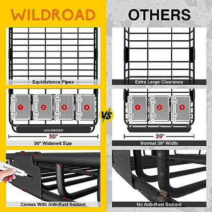 WILDROAD Rooftop Cargo Carrier Combo Roof Rack Cargo Basket 64" x 50" x 4" - size: 64" x 50" x 4"